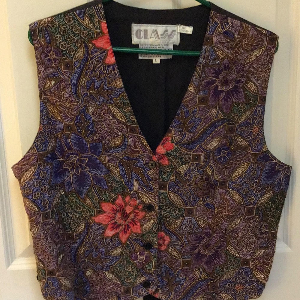 Ladies floral print beaded vest